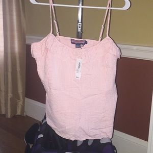 Vineyard Vines pink seersucker top